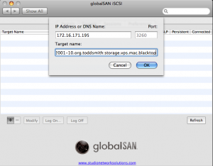 iSCSI target configuration. Need the "iSCSI Qualified Name" here